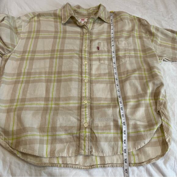 Levi’s Ladies Relaxed Fit Button Up lightweight Flannel Check Plaid Shirt sz L - Picture 8 of 11